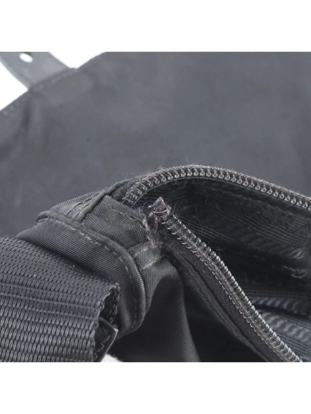 Prada Tessuto Nylon Triangle Logo Leather Shoulder Bag Crossbody Messenger